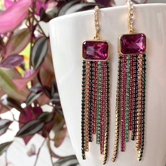 Macy's Jewelry - 🍓 Colorful Rhinestone Waterfall Earrings